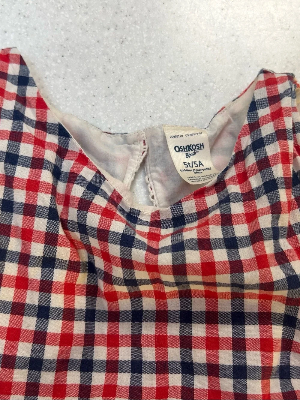 OshKosh B’gosh Red White Blue Plaid Tiered Dress Girls Size 5T
